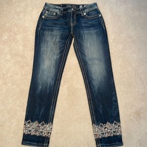 Miss Me sequin signature cuffed skinny